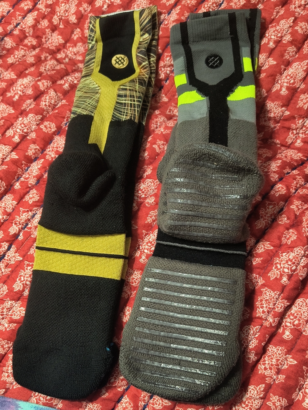 Stance Athletic Crew Socks - Black Starburst & Black/Gray with Yellow Accents